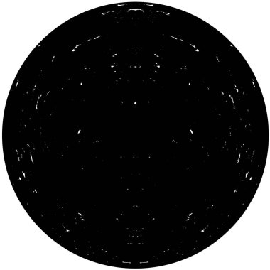 Beyaz arkaplanda soyut siyah yuvarlak şekil damgası. Web için grafik tasarım ögesi, kurumsal kimlik, kartlar, baskılar vs. Vektör illüstrasyonu