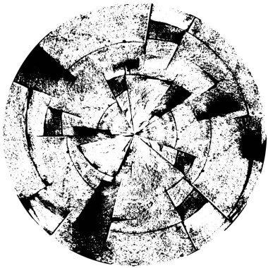 Beyaz arkaplanda soyut siyah yuvarlak şekil damgası. Web için grafik tasarım ögesi, kurumsal kimlik, kartlar, baskılar vs. Vektör illüstrasyonu