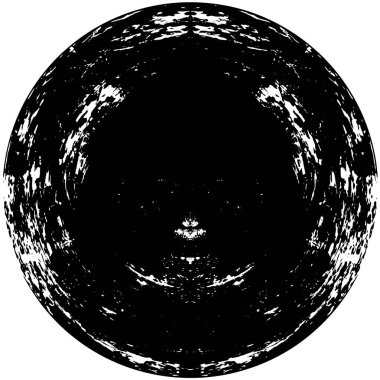 Beyaz arkaplanda soyut siyah yuvarlak şekil damgası. Web için grafik tasarım ögesi, kurumsal kimlik, kartlar, baskılar vs. Vektör illüstrasyonu