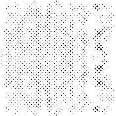 Yarı ton siyah beyaz grunge arka plan. Beyaz arka plana dağılmış noktaların dokusu. Kartvizitlerde, rozetlerde, etiketlerde klasik sanat tarzında soyut desenler var. Vektör tek renkli elementler