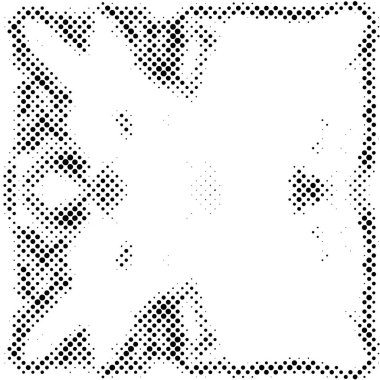 Yarı ton siyah beyaz grunge arka plan. Beyaz arka plana dağılmış noktaların dokusu. Kartvizitlerde, rozetlerde, etiketlerde klasik sanat tarzında soyut desenler var. Vektör tek renkli elementler