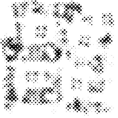 Yarı ton siyah beyaz grunge arka plan. Beyaz arka plana dağılmış noktaların dokusu. Kartvizitlerde, rozetlerde, etiketlerde klasik sanat tarzında soyut desenler var. Vektör tek renkli elementler