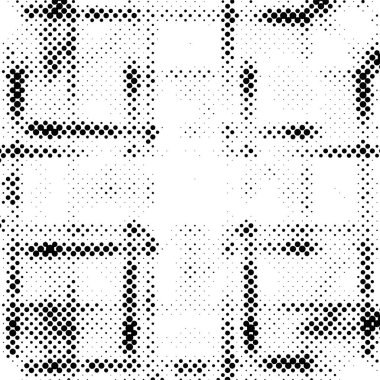 Yarı ton siyah beyaz grunge arka plan. Beyaz arka plana dağılmış noktaların dokusu. Kartvizitlerde, rozetlerde, etiketlerde klasik sanat tarzında soyut desenler var. Vektör tek renkli elementler