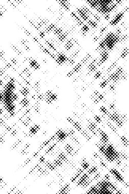 Yarı ton siyah beyaz grunge arka plan. Beyaz arka plana dağılmış noktaların dokusu. Kartvizitlerde, rozetlerde, etiketlerde klasik sanat tarzında soyut desenler var. Vektör tek renkli elementler