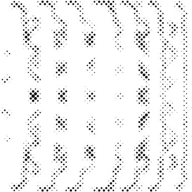 Yarı ton siyah beyaz grunge arka plan. Beyaz arka plana dağılmış noktaların dokusu. Kartvizitlerde, rozetlerde, etiketlerde klasik sanat tarzında soyut desenler var. Vektör tek renkli elementler