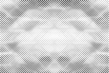 Yarı ton siyah beyaz grunge arka plan. Beyaz arka plana dağılmış noktaların dokusu. Kartvizitlerde, rozetlerde, etiketlerde klasik sanat tarzında soyut desenler var. Vektör tek renkli elementler