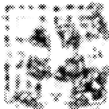 Yarı ton siyah beyaz grunge arka plan. Beyaz arka plana dağılmış noktaların dokusu. Kartvizitlerde, rozetlerde, etiketlerde klasik sanat tarzında soyut desenler var. Vektör tek renkli elementler