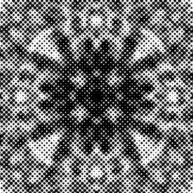 Yarı ton siyah beyaz grunge arka plan. Beyaz arka plana dağılmış noktaların dokusu. Kartvizitlerde, rozetlerde, etiketlerde klasik sanat tarzında soyut desenler var. Vektör tek renkli elementler