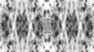 Yarı ton siyah beyaz grunge arka plan. Beyaz arka plana dağılmış noktaların dokusu. Kartvizitlerde, rozetlerde, etiketlerde klasik sanat tarzında soyut desenler var. Vektör tek renkli elementler