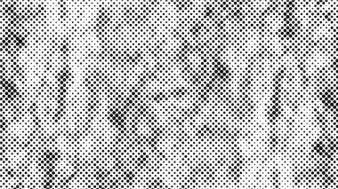 Yarı ton siyah beyaz grunge arka plan. Beyaz arka plana dağılmış noktaların dokusu. Kartvizitlerde, rozetlerde, etiketlerde klasik sanat tarzında soyut desenler var. Vektör tek renkli elementler