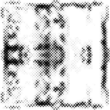 Yarı ton siyah beyaz grunge arka plan. Beyaz arka plana dağılmış noktaların dokusu. Kartvizitlerde, rozetlerde, etiketlerde klasik sanat tarzında soyut desenler var. Vektör tek renkli elementler