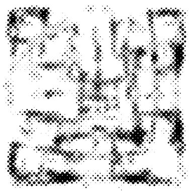 Yarı ton siyah beyaz grunge arka plan. Beyaz arka plana dağılmış noktaların dokusu. Kartvizitlerde, rozetlerde, etiketlerde klasik sanat tarzında soyut desenler var. Vektör tek renkli elementler