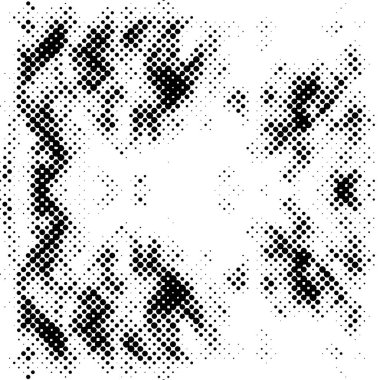 Yarı ton siyah beyaz grunge arka plan. Beyaz arka plana dağılmış noktaların dokusu. Kartvizitlerde, rozetlerde, etiketlerde klasik sanat tarzında soyut desenler var. Vektör tek renkli elementler