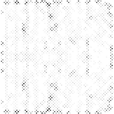 Yarı ton siyah beyaz grunge arka plan. Beyaz arka plana dağılmış noktaların dokusu. Kartvizitlerde, rozetlerde, etiketlerde klasik sanat tarzında soyut desenler var. Vektör tek renkli elementler