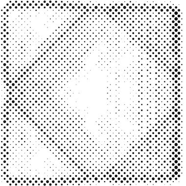 Yarı ton siyah beyaz grunge arka plan. Beyaz arka plana dağılmış noktaların dokusu. Kartvizitlerde, rozetlerde, etiketlerde klasik sanat tarzında soyut desenler var. Vektör tek renkli elementler