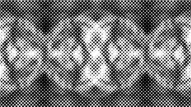 Yarı ton siyah beyaz grunge arka plan. Beyaz arka plana dağılmış noktaların dokusu. Kartvizitlerde, rozetlerde, etiketlerde klasik sanat tarzında soyut desenler var. Vektör tek renkli elementler