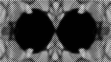 Yarı ton siyah beyaz grunge arka plan. Beyaz arka plana dağılmış noktaların dokusu. Kartvizitlerde, rozetlerde, etiketlerde klasik sanat tarzında soyut desenler var. Vektör tek renkli elementler