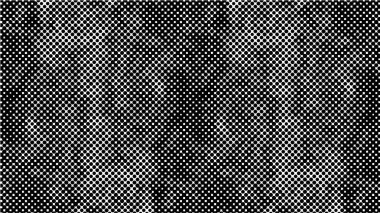 Soyut grunge ızgarası polka nokta yarım ton arkaplan deseni. Benekli siyah beyaz çizgi çizimi