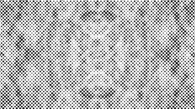 Soyut siyah-beyaz vektör arkaplanı. Noktalar halinde kirli desenli tek renkli vintage yüzey.