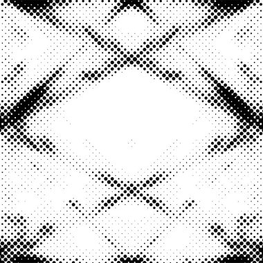 Yarı ton siyah beyaz grunge arka plan. Beyaz arka plana dağılmış noktaların dokusu. Kartvizitlerde, rozetlerde, etiketlerde klasik sanat tarzında soyut desenler var. Vektör tek renkli elementler