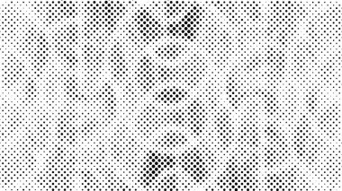 Yarı ton siyah beyaz grunge arka plan. Beyaz arka plana dağılmış noktaların dokusu. Kartvizitlerde, rozetlerde, etiketlerde klasik sanat tarzında soyut desenler var. Vektör tek renkli elementler
