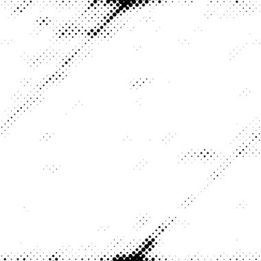 Mürekkep Yazdırma Sıkıntısı Arkaplanı. Yarım ton Grunge Doku. Noktalı soyut siyah ve beyaz grunge deseni, vektör illüstrasyonu