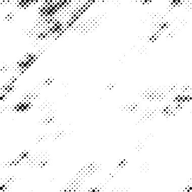 Mürekkep Yazdırma Sıkıntısı Arkaplanı. Yarım ton Grunge Doku. Noktalı soyut siyah ve beyaz grunge deseni, vektör illüstrasyonu