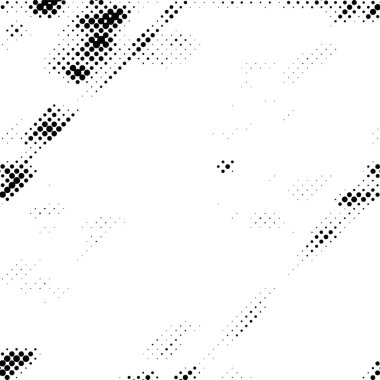 Mürekkep Yazdırma Sıkıntısı Arkaplanı. Yarım ton Grunge Doku. Noktalı soyut siyah ve beyaz grunge deseni, vektör illüstrasyonu