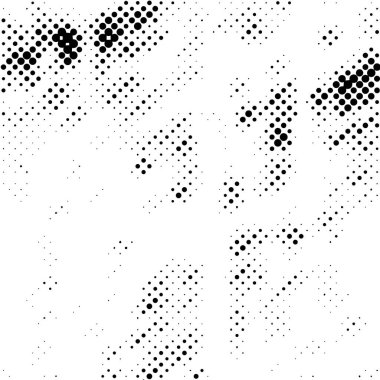 Mürekkep Yazdırma Sıkıntısı Arkaplanı. Yarım ton Grunge Doku. Noktalı soyut siyah ve beyaz grunge deseni, vektör illüstrasyonu