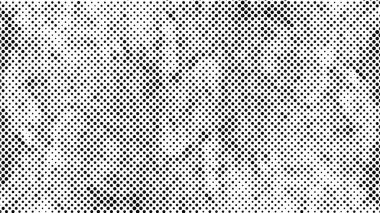 Grunge yarım ton vektör arkaplan. Yarı ton vektör dokusunu belirler. Gradyan yarım ton, pop sanatında arka planda yer alır. Siyah ve beyaz desenli. Mürekkep Yazdırma Sıkıntısı Arkaplanı 