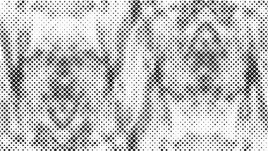 Grunge yarım ton vektör arkaplan. Yarı ton vektör dokusunu belirler. Gradyan yarım ton, pop sanatında arka planda yer alır. Siyah ve beyaz desenli. Mürekkep Yazdırma Sıkıntısı Arkaplanı 