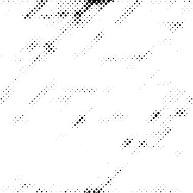 Yarım ton Grunge Doku. Noktalı soyut siyah beyaz desen, vektör illüstrasyonu