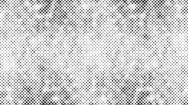 Grunge yarım ton vektör arkaplan. Yarı ton vektör dokusunu belirler. Gradyan yarım ton, pop sanatında arka planda yer alır. Siyah ve beyaz desenli. Mürekkep Yazdırma Sıkıntısı Arkaplanı 
