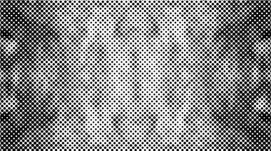 Grunge yarım ton vektör arkaplan. Yarı ton vektör dokusunu belirler. Gradyan yarım ton, pop sanatında arka planda yer alır. Siyah ve beyaz desenli. Mürekkep Yazdırma Sıkıntısı Arkaplanı 