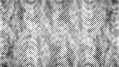 Grunge yarım ton vektör arkaplan. Yarı ton vektör dokusunu belirler. Gradyan yarım ton, pop sanatında arka planda yer alır. Siyah ve beyaz desenli. Mürekkep Yazdırma Sıkıntısı Arkaplanı 
