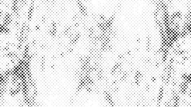 Grunge yarım ton vektör arkaplan. Yarı ton vektör dokusunu belirler. Gradyan yarım ton, pop sanatında arka planda yer alır. Siyah ve beyaz desenli. Mürekkep Yazdırma Sıkıntısı Arkaplanı 