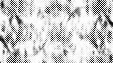 siyah ve beyaz tek renkli arka plan. Noktalar desenli soyut doku, grunge yarım ton arkaplan, vektör illüstrasyonu