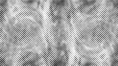 Yarı ton vektör dokusunu belirler. Gradyan yarım ton, pop sanatında arka planda yer alır. Siyah ve beyaz desenli. Grunge yarım ton vektör arkaplanı. 
