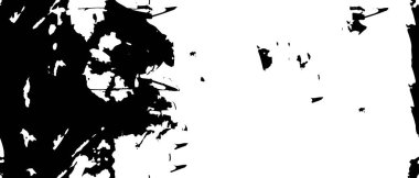 Grunge üst üste biniyor. Soyut siyah-beyaz vektör arkaplanı. Çatlak, leke ve noktalarda kirli desenli tek renkli klasik yüzey. Karanlık korku tarzında eski bir duvar.