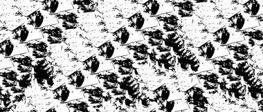 Grunge üst üste biniyor. Soyut siyah-beyaz vektör arkaplanı. Çatlak, leke ve noktalarda kirli desenli tek renkli klasik yüzey. Karanlık korku tarzında eski bir duvar.