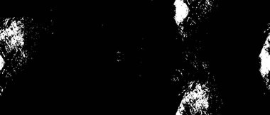 Grunge üst üste biniyor. Soyut siyah-beyaz vektör arkaplanı. Çatlak, leke ve noktalarda kirli desenli tek renkli klasik yüzey. Karanlık korku tarzında eski bir duvar.