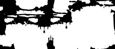 Grunge üst üste biniyor. Soyut siyah-beyaz vektör arkaplanı. Çatlak, leke ve noktalarda kirli desenli tek renkli klasik yüzey. Karanlık korku tarzında eski bir duvar.