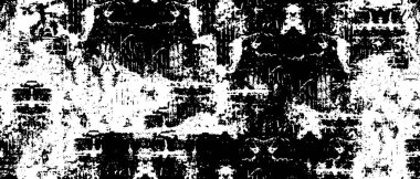 Grunge üst üste biniyor. Soyut siyah-beyaz vektör arkaplanı. Çatlak, leke ve noktalarda kirli desenli tek renkli klasik yüzey. Karanlık korku tarzında eski bir duvar.