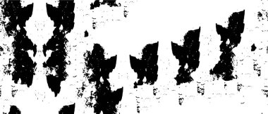 Grunge üst üste biniyor. Soyut siyah-beyaz vektör arkaplanı. Çatlak, leke ve noktalarda kirli desenli tek renkli klasik yüzey. Karanlık korku tarzında eski bir duvar.