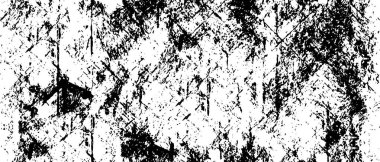 Grunge üst üste biniyor. Soyut siyah-beyaz vektör arkaplanı. Çatlak, leke ve noktalarda kirli desenli tek renkli klasik yüzey. Karanlık korku tarzında eski bir duvar.