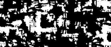 Grunge üst üste biniyor. Soyut siyah-beyaz vektör arkaplanı. Çatlak, leke ve noktalarda kirli desenli tek renkli klasik yüzey. Karanlık korku tarzında eski bir duvar.