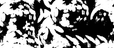 Grunge üst üste biniyor. Soyut siyah-beyaz vektör arkaplanı. Çatlak, leke ve noktalarda kirli desenli tek renkli klasik yüzey. Karanlık korku tarzında eski bir duvar.