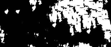 Grunge üst üste biniyor. Soyut siyah-beyaz vektör arkaplanı. Çatlak, leke ve noktalarda kirli desenli tek renkli klasik yüzey. Karanlık korku tarzında eski bir duvar.