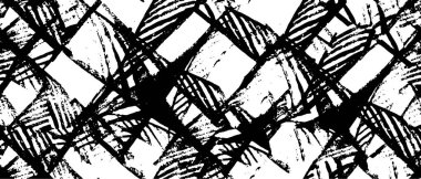 Grunge üst üste biniyor. Soyut siyah-beyaz vektör arkaplanı. Çatlak, leke ve noktalarda kirli desenli tek renkli klasik yüzey. Karanlık korku tarzında eski bir duvar.