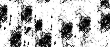 Grunge üst üste biniyor. Soyut siyah-beyaz vektör arkaplanı. Çatlak, leke ve noktalarda kirli desenli tek renkli klasik yüzey. Karanlık korku tarzında eski bir duvar.
